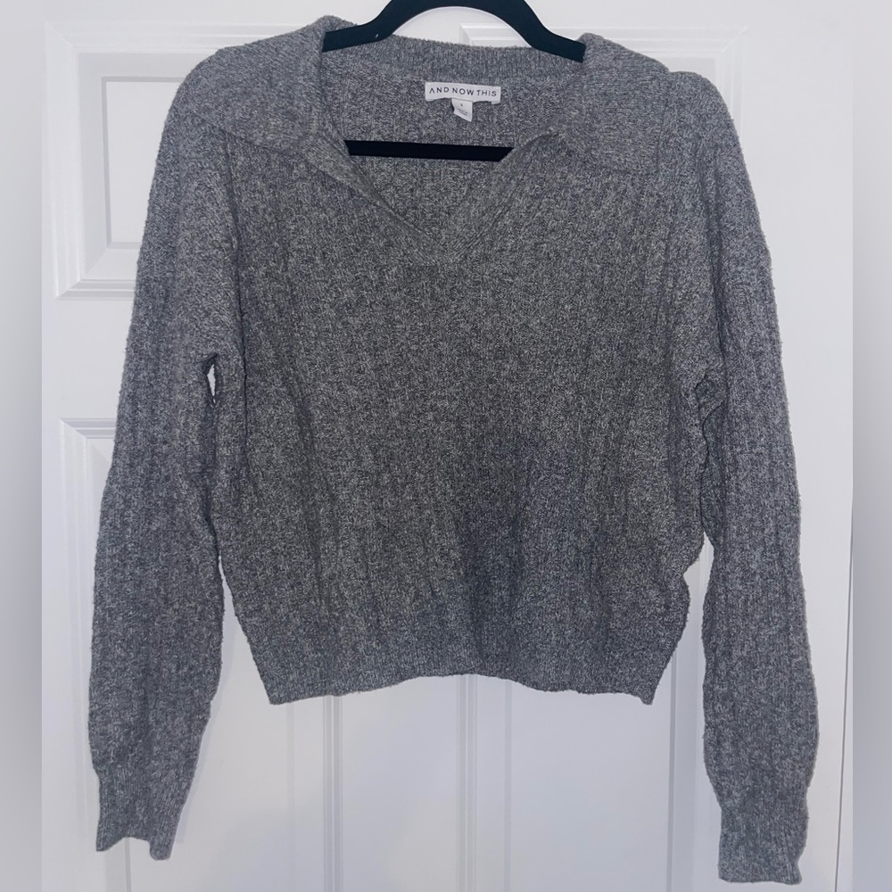 Collared Grey Knit Sweater
